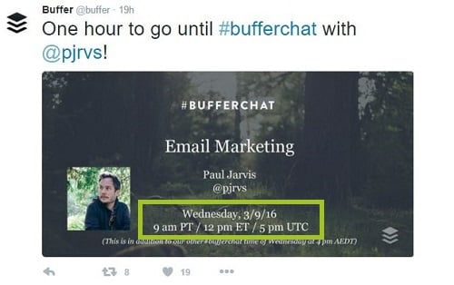 screenshot of buffer twitter chat