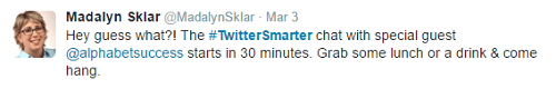 screenshot of twitter chat build-up tweet