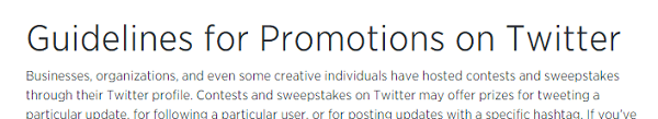 screenshot of twitters contest guidelines