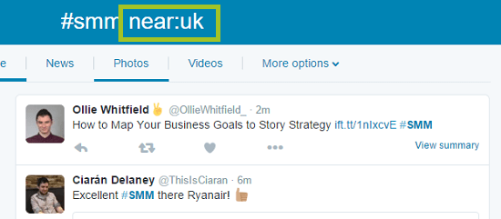 screenshot of twitter location search