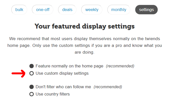 screenshot of where to display