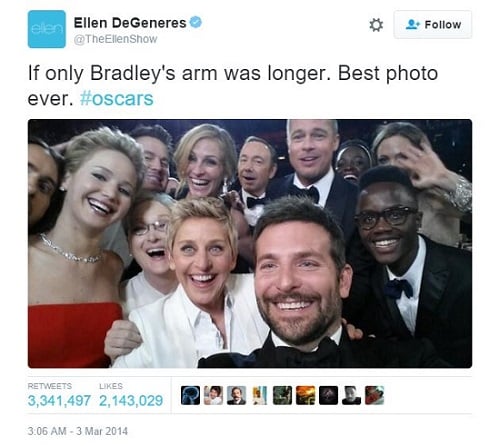 screenshot of Ellen DeGeneres tweet