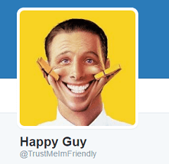 screenshot of twitter smiling profile picture
