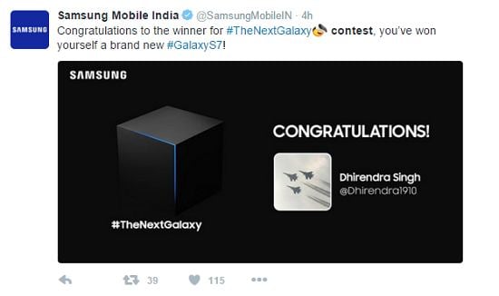 screenshot of winner announcement on twitter