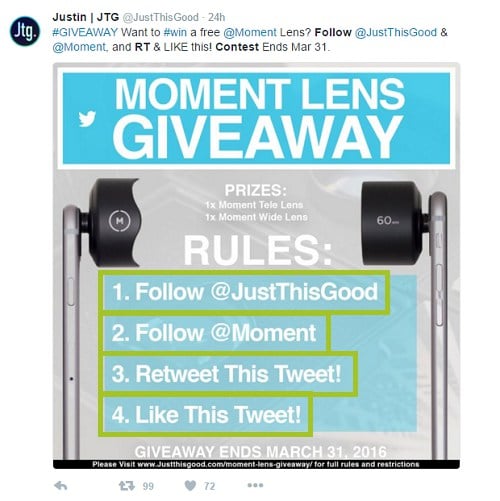 screenshot of complex twitter contest