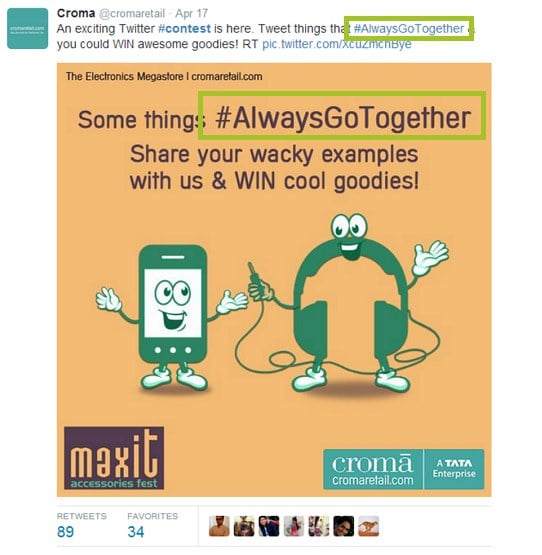 screenshot of electronics giveaway contest on twitter