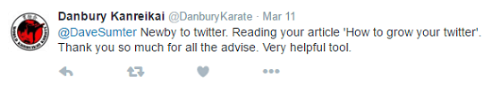 screenshot of thanks reply