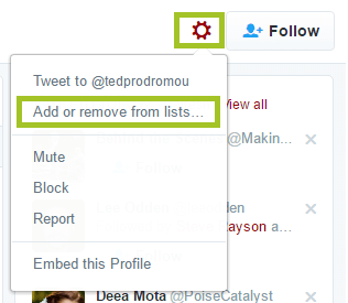 screenshot of adding to a list