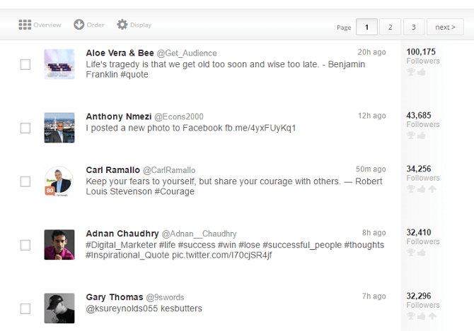 screenshot of manageflitter