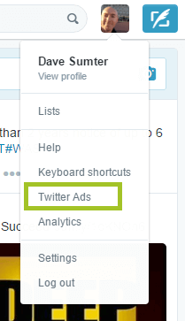 screenshot of twitter menu