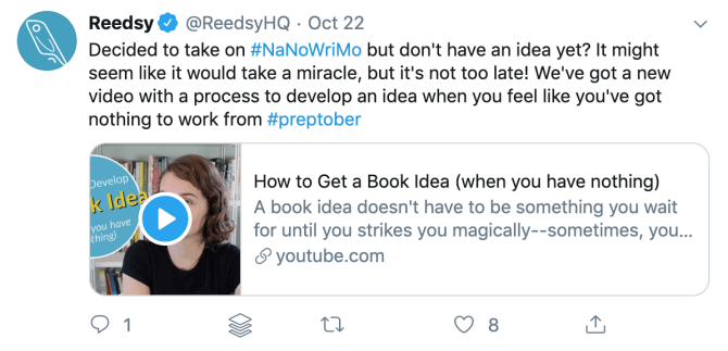 Reedsy tweet