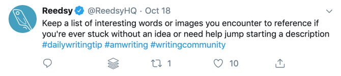 Reedsy tweet